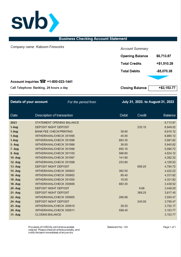 Modèle Word et PDF de déclaration ferme de la banque SVB